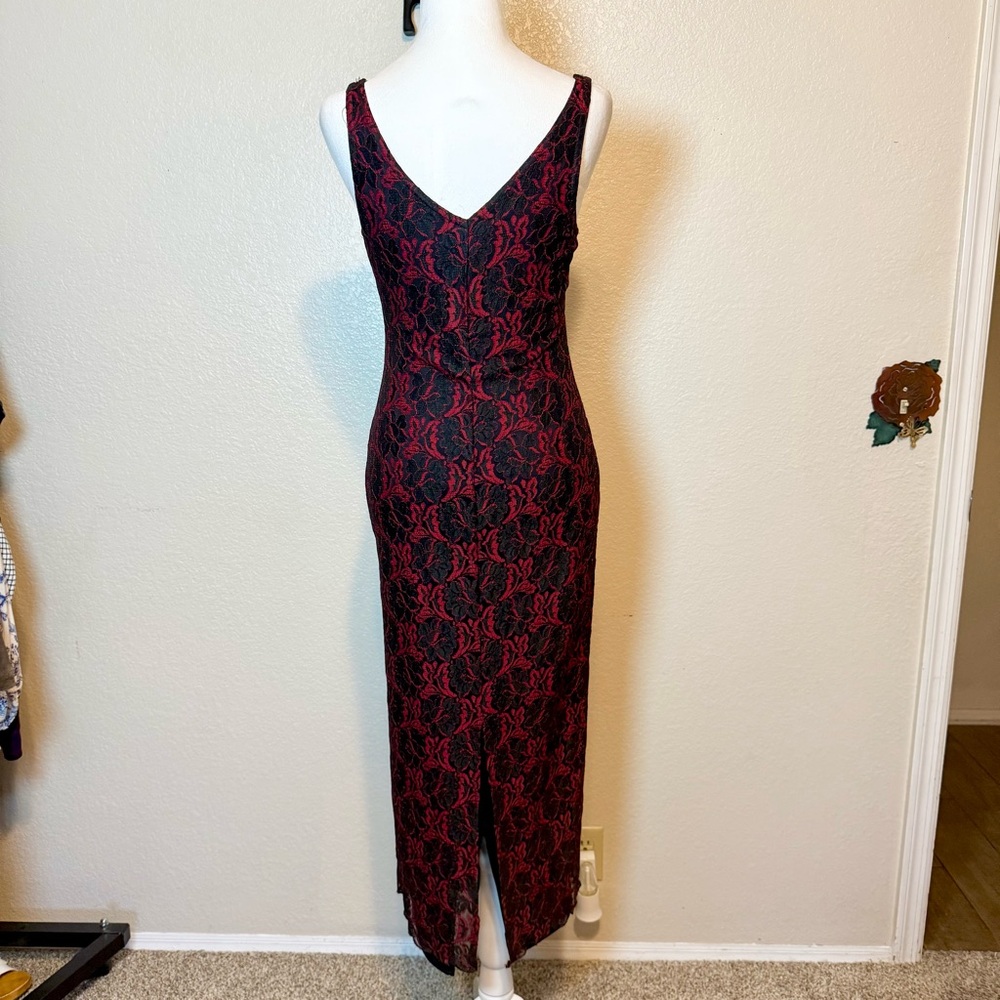 Vintage 90’s Y2K All That Jazz Red & Black Lace Maxi Dress Size Small - Picture 7 of 15